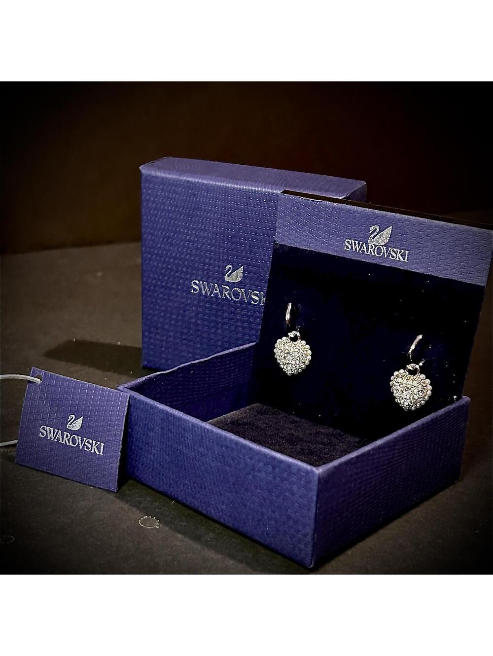 Swarovski Hyperbola Pearl Heart Crystal Drop Earrings